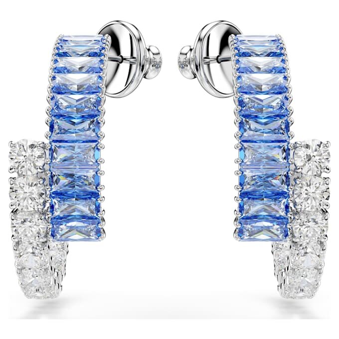Pendientes de aro Matrix con cortes mixtos, azules, chapados en rodio Pendientes de aro Matrix con cortes mixtos, azules, chapados en rodio