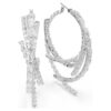 Pendientes de aro Matrix con cortes variados, blancos, chapados en rodio Pendientes de aro Matrix con cortes variados, blancos, chapados en rodio