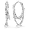 Pendientes de aro Matrix con cortes variados, blancos, chapados en rodio Pendientes de aro Matrix con cortes variados, blancos, chapados en rodio