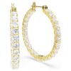 Pendientes de aro Matrix, corte redondo, blancos, chapados en tono dorado