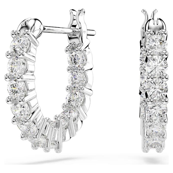 Pendientes de aro Matrix Vittore, corte redondo, blancos, chapados en rodio Pendientes de aro Matrix Vittore, corte redondo, blancos, chapados en rodio