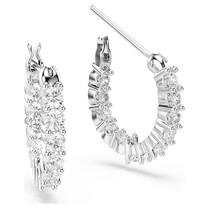Pendientes de aro Matrix Vittore, corte redondo, blancos, chapados en rodio Pendientes de aro Matrix Vittore, corte redondo, blancos, chapados en rodio