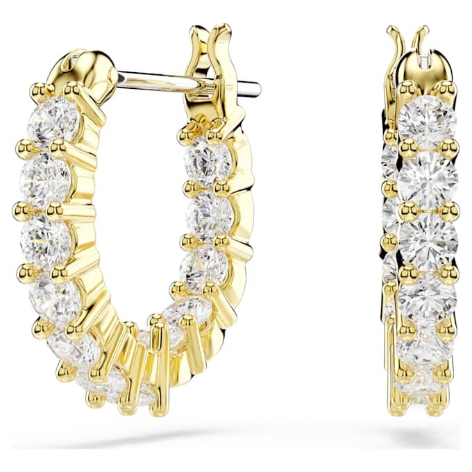 Pendientes de aro Matrix Vittore, corte redondo, blancos, chapados en tono dorado Pendientes de aro Matrix Vittore, corte redondo, blancos, chapados en tono dorado