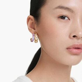 Pendientes de aro Millenia con cortes mixtos, multicolores y chapados en tono dorado