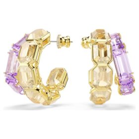 Pendientes de aro Millenia con cortes mixtos, multicolores y chapados en tono dorado