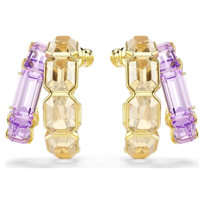 Pendientes de aro Millenia con cortes mixtos, multicolores y chapados en tono dorado Pendientes de aro Millenia con cortes mixtos, multicolores y chapados en tono dorado