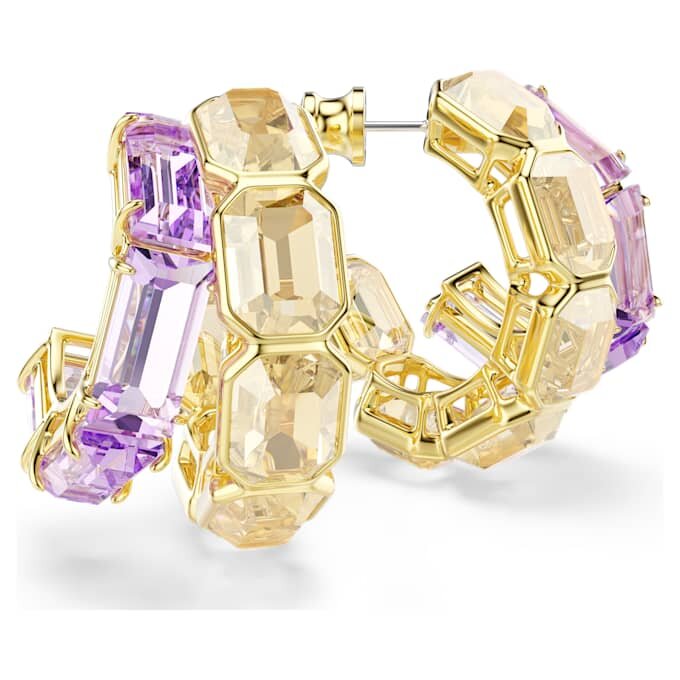 Pendientes de aro Millenia con cortes mixtos, multicolores y chapados en tono dorado Pendientes de aro Millenia con cortes mixtos, multicolores y chapados en tono dorado