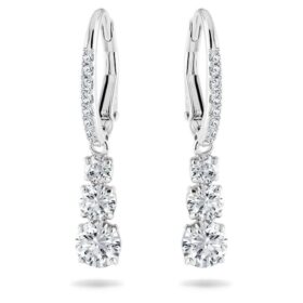 Pendientes de aro Stilla Attract, corte redondo, blancos, chapados en rodio