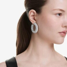 Pendientes de aro Sublima con cortes redondos variados, blancos, chapados en rodio