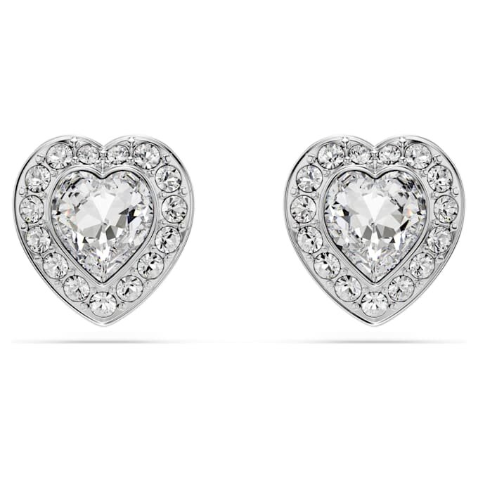 Pendientes de botón Ariana Grande x Swarovski con cortes variados, forma de corazón, blancos, chapados en rodio Pendientes de botón Ariana Grande x Swarovski con cortes variados, forma de corazón, blancos, chapados en rodio