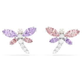 Pendientes de botón Ariana Grande X Swarovski con cortes variados, libélula, multicolor, chapados en rodio Pendientes de botón Ariana Grande X Swarovski con cortes variados, libélula, multicolor, chapados en rodio
