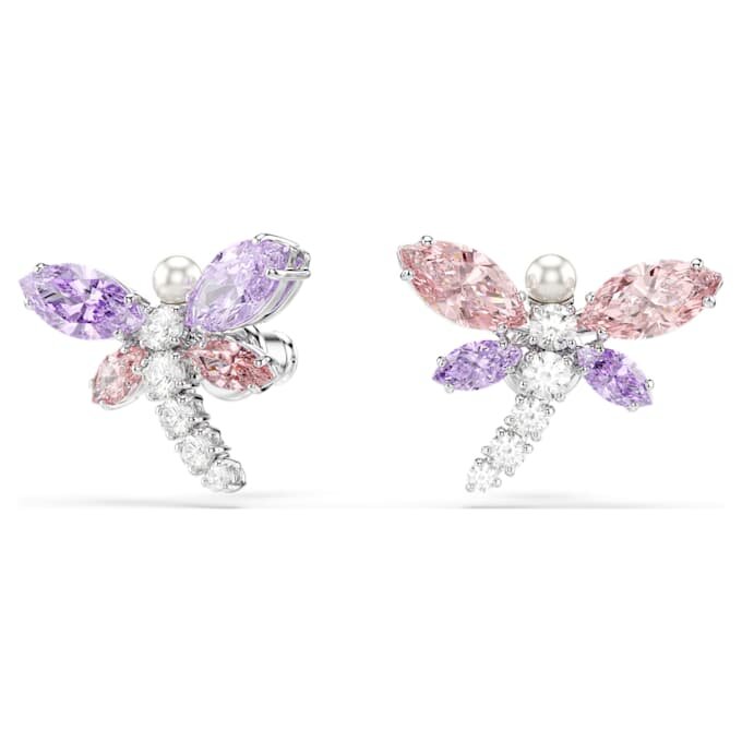 Pendientes de botón Ariana Grande X Swarovski con cortes variados, libélula, multicolor, chapados en rodio Pendientes de botón Ariana Grande X Swarovski con cortes variados, libélula, multicolor, chapados en rodio