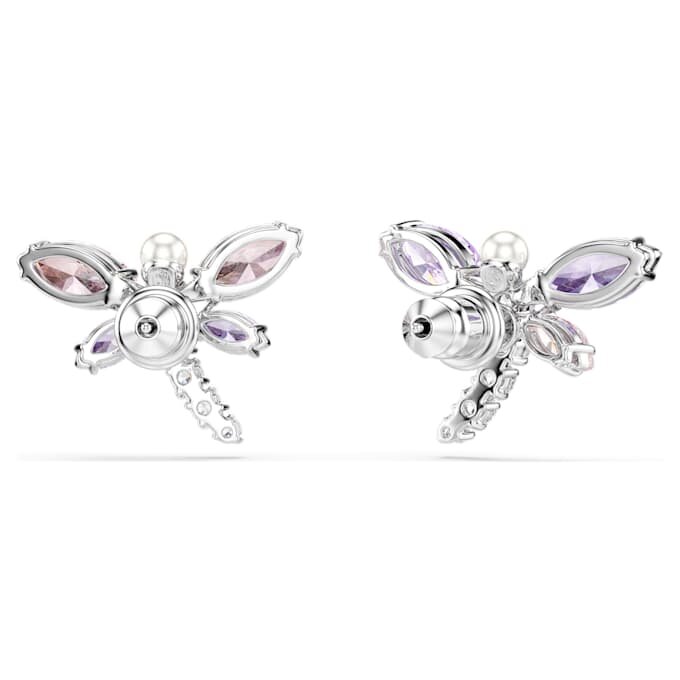 Pendientes de botón Ariana Grande X Swarovski con cortes variados, libélula, multicolor, chapados en rodio Pendientes de botón Ariana Grande X Swarovski con cortes variados, libélula, multicolor, chapados en rodio