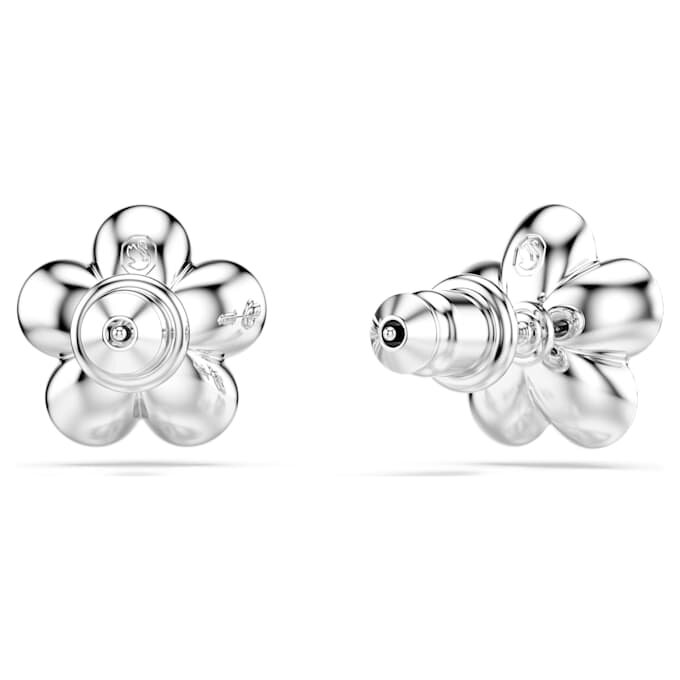 Pendientes de botón Ariana Grande X Swarovski: perla de cristal, corte redondo, flor, blanco, chapado en rodio Pendientes de botón Ariana Grande X Swarovski: perla de cristal, corte redondo, flor, blanco, chapado en rodio