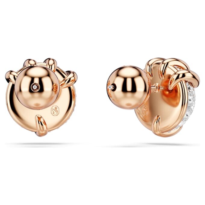 Pendientes de botón con dragón y fénix, garra de dragón, blancos, chapados en tono oro rosa Pendientes de botón con dragón y fénix, garra de dragón, blancos, chapados en tono oro rosa