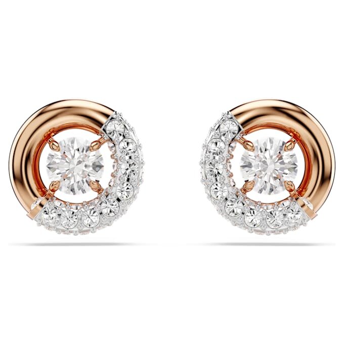 Pendientes de botón Dextera, corte redondo, blancos, chapados en tono oro rosa Pendientes de botón Dextera, corte redondo, blancos, chapados en tono oro rosa