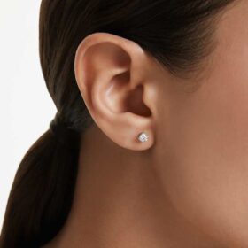 Pendientes de botón «Eternity» con diamantes cultivados en laboratorio, 0,52 ct en total, forma redonda, plata de ley