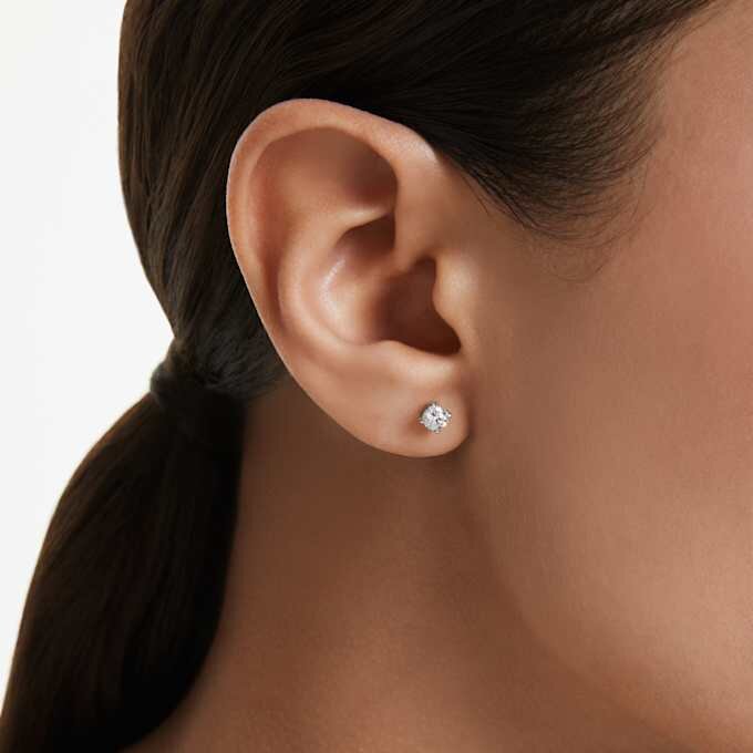Pendientes de botón «Eternity» con diamantes cultivados en laboratorio, 0,52 ct en total, forma redonda, plata de ley Pendientes de botón «Eternity» con diamantes cultivados en laboratorio, 0,52 ct en total, forma redonda, plata de ley