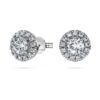 Pendientes de botón «Eternity Halo» con diamantes cultivados en laboratorio, 0,75 ct en total, forma redonda, oro blanco de 14K Pendientes de botón «Eternity Halo» con diamantes cultivados en laboratorio, 0,75 ct en total, forma redonda, oro blanco de 14K