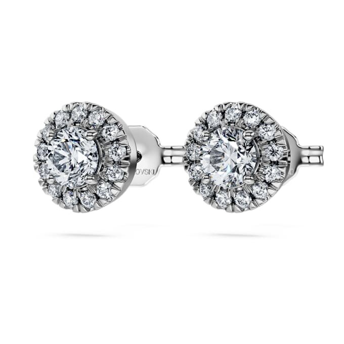 Pendientes de botón «Eternity Halo» con diamantes cultivados en laboratorio, 0,75 ct en total, forma redonda, oro blanco de 14K Pendientes de botón «Eternity Halo» con diamantes cultivados en laboratorio, 0,75 ct en total, forma redonda, oro blanco de 14K