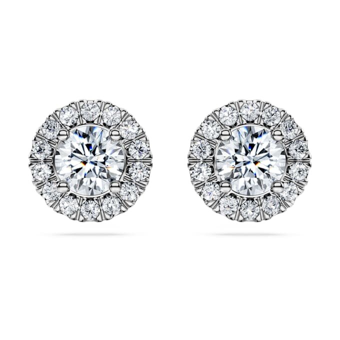 Pendientes de botón «Eternity Halo» con diamantes cultivados en laboratorio, 2 Ct Tw, forma redonda, oro blanco de 14K Pendientes de botón «Eternity Halo» con diamantes cultivados en laboratorio, 2 Ct Tw, forma redonda, oro blanco de 14K
