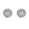 Pendientes de botón «Eternity Halo» con diamantes cultivados en laboratorio de 0,45 quilates en total, forma redonda, plata de ley Pendientes de botón «Eternity Halo» con diamantes cultivados en laboratorio de 0,45 quilates en total, forma redonda, plata de ley