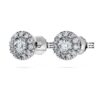 Pendientes de botón «Eternity Halo» con diamantes cultivados en laboratorio de 0,45 quilates en total, forma redonda, plata de ley Pendientes de botón «Eternity Halo» con diamantes cultivados en laboratorio de 0,45 quilates en total, forma redonda, plata de ley