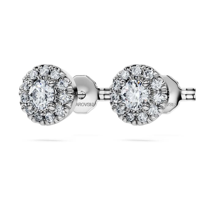 Pendientes de botón «Eternity Halo» con diamantes cultivados en laboratorio de 0,45 quilates en total, forma redonda, plata de ley Pendientes de botón «Eternity Halo» con diamantes cultivados en laboratorio de 0,45 quilates en total, forma redonda, plata de ley