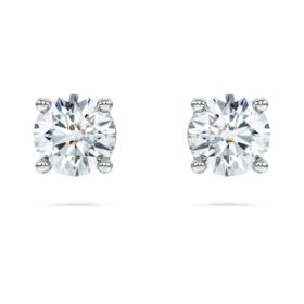 Pendientes de botón «Eternity Solitaire» con diamantes cultivados en laboratorio, 1 Ct en total, forma redonda, oro blanco de 14K