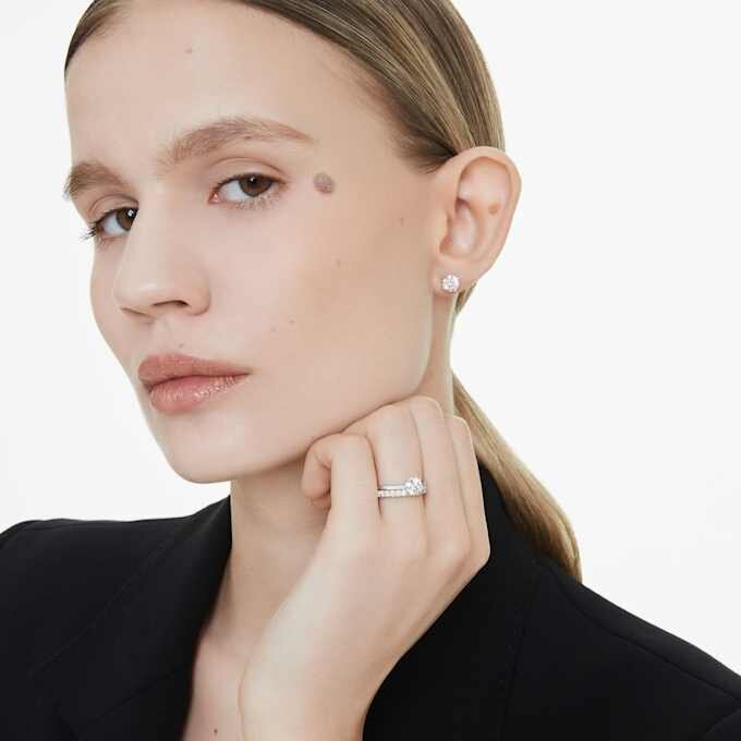 Anillo de eternidad con diamantes cultivados en laboratorio, 0,4 ct en total, forma redonda, plata de ley Anillo de eternidad con diamantes cultivados en laboratorio, 0,4 ct en total, forma redonda, plata de ley