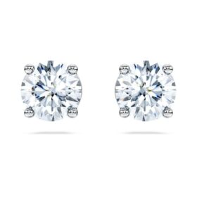 Pendientes de botón «Eternity Solitaire» con diamantes cultivados en laboratorio, 2 ct en total, forma redonda, oro blanco de 14K