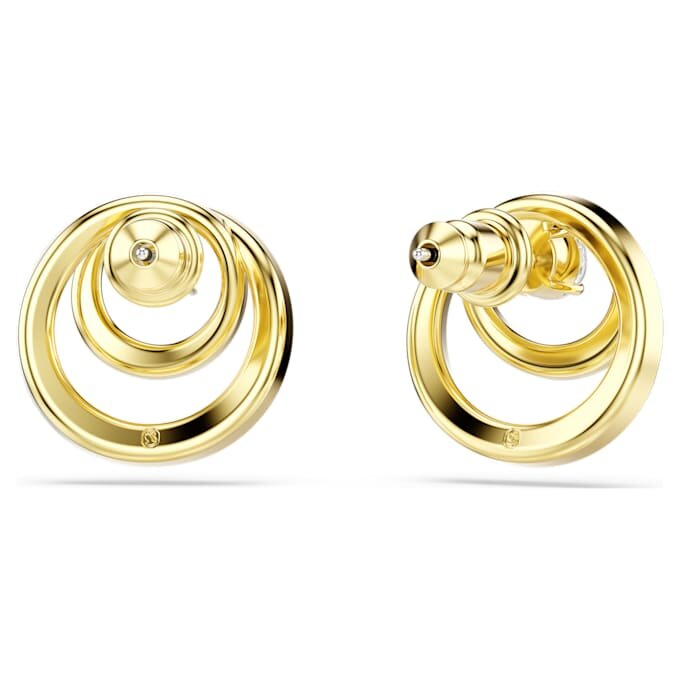 Pendientes de botón Hyperbola, corte redondo, blancos, chapados en tono dorado Pendientes de botón Hyperbola, corte redondo, blancos, chapados en tono dorado
