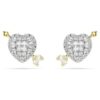 Pendientes de botón Idyllia con cortes variados, corazón con flecha, blancos, acabado en metales mixtos Pendientes de botón Idyllia con cortes variados, corazón con flecha, blancos, acabado en metales mixtos