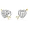 Pendientes de botón Idyllia con cortes variados, corazón con flecha, blancos, acabado en metales mixtos Pendientes de botón Idyllia con cortes variados, corazón con flecha, blancos, acabado en metales mixtos