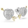 Pendientes de botón Idyllia con cortes variados, corazón con flecha, blancos, acabado en metales mixtos Pendientes de botón Idyllia con cortes variados, corazón con flecha, blancos, acabado en metales mixtos