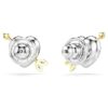 Pendientes de botón Idyllia con cortes variados, corazón con flecha, blancos, acabado en metales mixtos Pendientes de botón Idyllia con cortes variados, corazón con flecha, blancos, acabado en metales mixtos