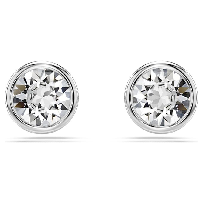 Pendientes de botón Imber, corte redondo, blancos, chapados en rodio Pendientes de botón Imber, corte redondo, blancos, chapados en rodio