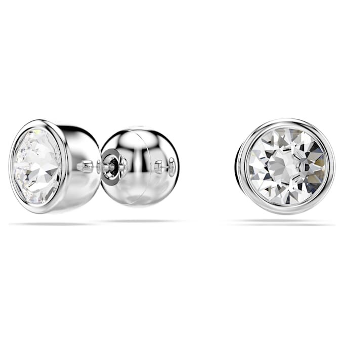 Pendientes de botón Imber, corte redondo, blancos, chapados en rodio Pendientes de botón Imber, corte redondo, blancos, chapados en rodio
