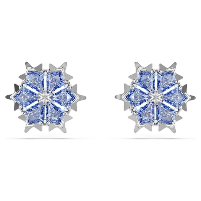 Pendientes de botón «Magic» con motivo de copo de nieve, azules, chapados en rodio Pendientes de botón «Magic» con motivo de copo de nieve, azules, chapados en rodio