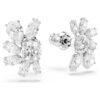 Pendientes de botón Mesmera con cortes variados, flor, blancos, chapados en rodio Pendientes de botón Mesmera con cortes variados, flor, blancos, chapados en rodio