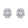 Pendientes de botón octogonales con diamantes cultivados en laboratorio, 1,0 ct en total, forma octogonal, oro blanco de 14K Pendientes de botón octogonales con diamantes cultivados en laboratorio, 1,0 ct en total, forma octogonal, oro blanco de 14K
