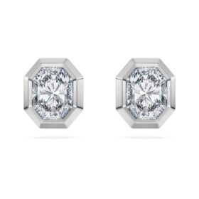 Pendientes de botón octogonales con diamantes cultivados en laboratorio, 1,0 ct en total, forma octogonal, oro blanco de 14K
