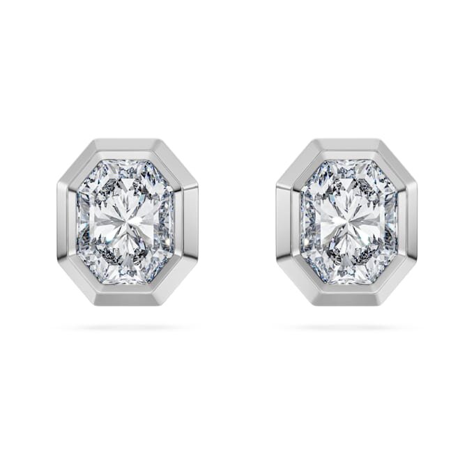 Pendientes de botón octogonales con diamantes cultivados en laboratorio, 1,0 ct en total, forma octogonal, oro blanco de 14K Pendientes de botón octogonales con diamantes cultivados en laboratorio, 1,0 ct en total, forma octogonal, oro blanco de 14K