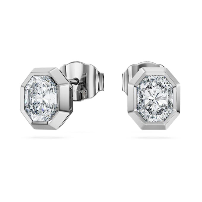 Pendientes de botón octogonales con diamantes cultivados en laboratorio, 1,0 ct en total, forma octogonal, oro blanco de 14K Pendientes de botón octogonales con diamantes cultivados en laboratorio, 1,0 ct en total, forma octogonal, oro blanco de 14K