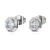 Pendientes de botón octogonales con diamantes cultivados en laboratorio, 1,0 ct en total, forma octogonal, oro blanco de 14K Pendientes de botón octogonales con diamantes cultivados en laboratorio, 1,0 ct en total, forma octogonal, oro blanco de 14K