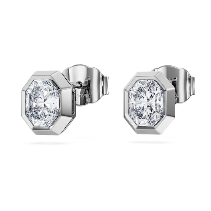 Pendientes de botón octogonales con diamantes cultivados en laboratorio, 1,0 ct en total, forma octogonal, oro blanco de 14K Pendientes de botón octogonales con diamantes cultivados en laboratorio, 1,0 ct en total, forma octogonal, oro blanco de 14K