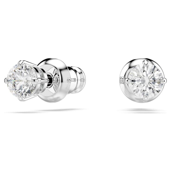 Pendientes de botón Stilla Attract, corte redondo, blancos, chapados en rodio Pendientes de botón Stilla Attract, corte redondo, blancos, chapados en rodio
