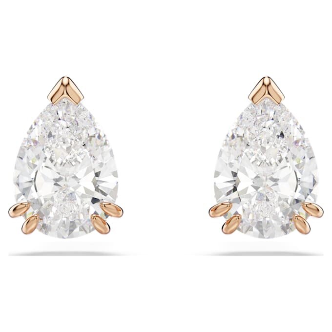 Pendientes de botón Stilla con corte en pera, blancos, chapados en tono oro rosa Pendientes de botón Stilla con corte en pera, blancos, chapados en tono oro rosa