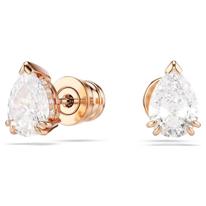 Pendientes de botón Stilla con corte en pera, blancos, chapados en tono oro rosa Pendientes de botón Stilla con corte en pera, blancos, chapados en tono oro rosa