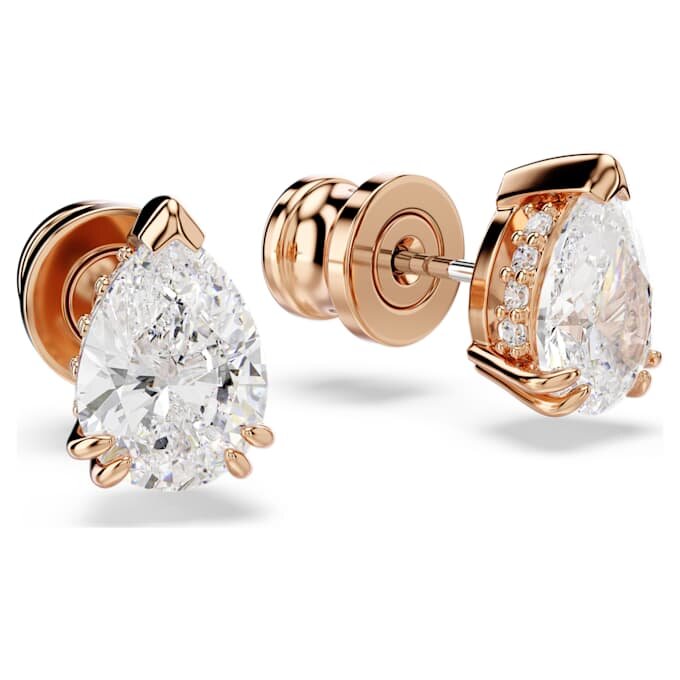 Pendientes de botón Stilla con corte en pera, blancos, chapados en tono oro rosa Pendientes de botón Stilla con corte en pera, blancos, chapados en tono oro rosa